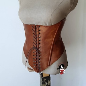 Custom Leather Underbust Corset: Renaissance Faire LARP medieval Viking Pirate lace up festival outfit