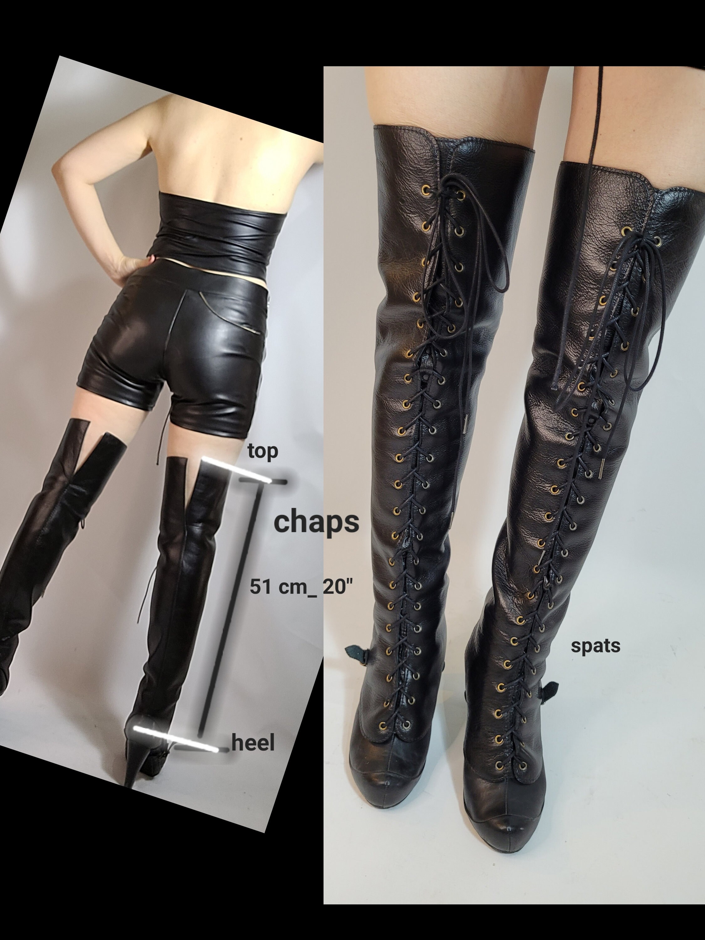 Custom Leather Over-the-knee Pirate Gaiters: Lace up Spats Cosplay Leg ...