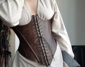 Leder Unterbrust Korsett: Renaissance Faire Kostüm Vintage Steampunk Style Festival Renfaire Outfit