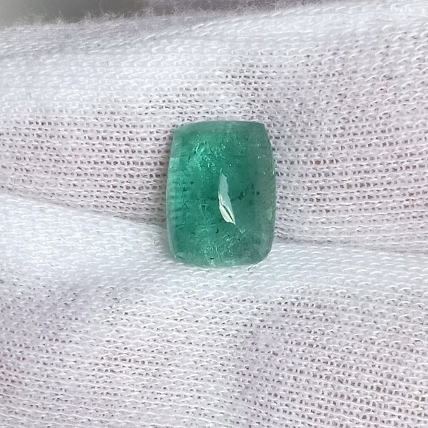 Sugarloaf Vivid Green Natural Emerald Sugarloaf 3.20 Cts / Bright Green Emerald loose / Zambian emerald Cushion Cabochon / May Birthstone