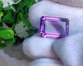 Natural Deep Purple Amethyst Octagon Stone: 7.50 Carat Loose Gemstone
