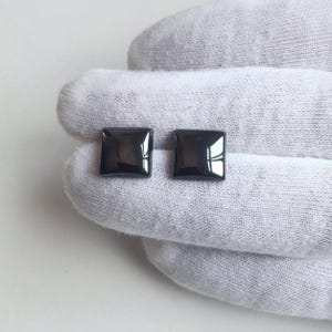 Natural Hematite Square Gemstone Pair: Black Calibrated AAA Quality