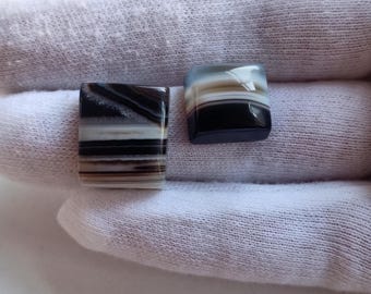 Piedra preciosa natural Sulemani Aqeeq: Cabujón ovalado marrón y negro - 39,40 quilates