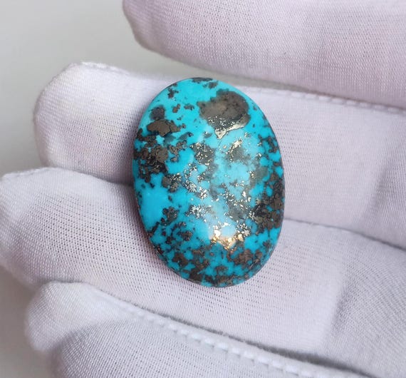 Natural Bisbee Turquoise Cabochon: Polished Blue Arizona Gemstone