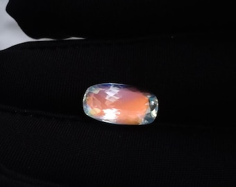 Rainbow Fire Moonstone: 3.10 Cts Madagascar Cushion Cut Gemstone