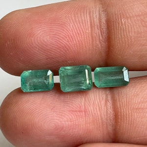 Natural 3 pieces Emerald octagon, Green Emerald Octagon Loose Gemstone, Earth Mine Emerald For Zambia Loose, Top Quality Emerald