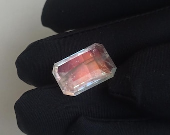 Piedra preciosa de piedra lunar de fuego naranja: Octágono de corte pixelado, 11,60 ct