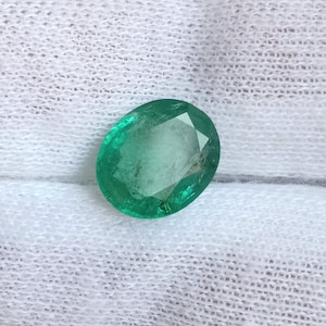 Earth Mine Emerald Oval Cut 2 Carat, Real Vivid Green Emerald loose Gemstone, Genuine Zambian Certified Emerald Size 10.2x8.5 MM