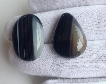 Yemeni Suleimani Aqeeq Agate Cabochons: Oval Pear Loose Stones