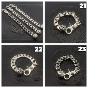 Silver Flower Cross Bracelet,Dagger Bracelet,Punk Bracelet,Letter chain,Motorcycle Accessories,Mulit Link Bracelet,Silver Jewelry Gifts zdjęcie 5