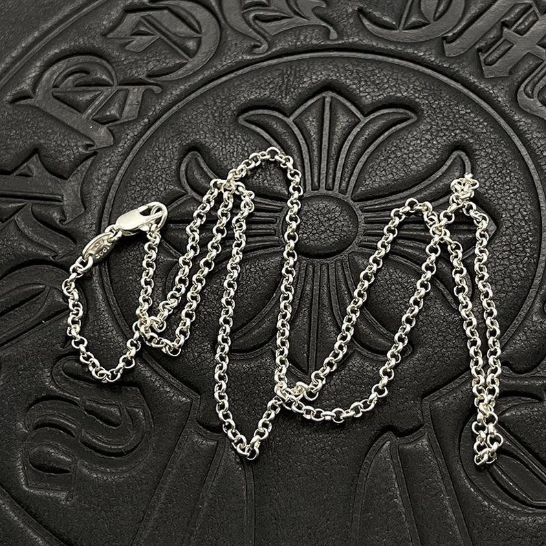 Silver Flower Cross Necklace,Letter Chain,Dagger Necklace,Punk Necklace,Motorcycle Accessories,Mulit Link Necklace,Silver Jewelry Gifts zdjęcie 4