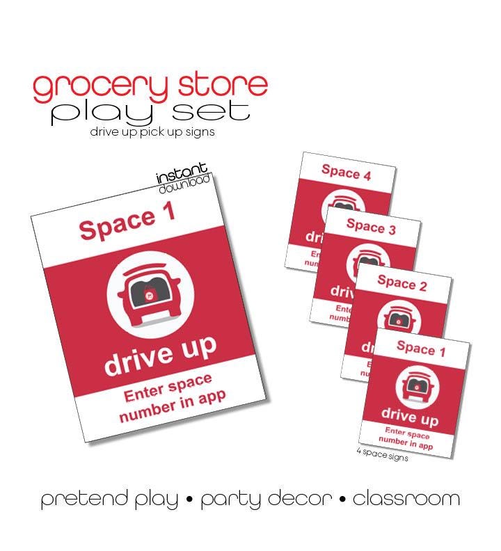 Grocery Store Pretend Play Printables - Drive Up Order Signs