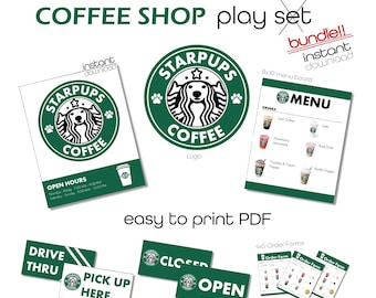 Coffee Shop Pretend Play Printables - Bündel! Schilder, Menü & Bestellscheine