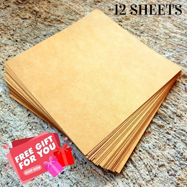 Kraft Brown Board blank 12 sheets/400gsm/Kraft Card/Die Cut Machine/Compatible/Natural Recycled/Blanks/Wedding/Crafts/Laser cut engrave