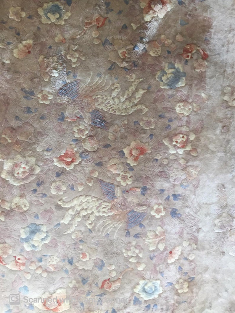Rose Gold Vintage Rug. Triplecoated Handmade 216 Knot Chinoiserie Rose