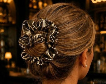Gold Fabric two comb hair accessory for French Twist Holder, Bun Maker, Ponytail holder, hair slide, handmade UK