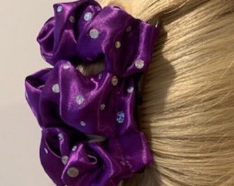 Hairgem ‘Purple Sequin’ material Double Hair Combs, French Twist Holder, Bun Maker, Ponytail, Strong Combs and elastic.