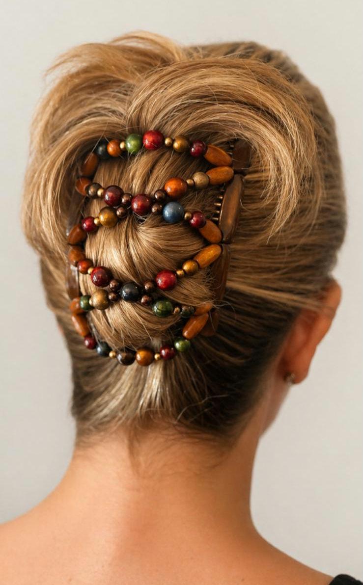 Beaded Hair Barrette With Wood Stick - Etsy display picture 2
