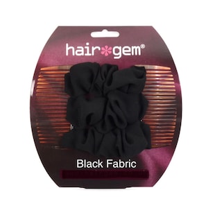 HairGem Black Fabric BESTSELLER Material Hair Accessory, Double Hair Combs, Bun Maker, Ponytail, Strong Combs and elastic image 2