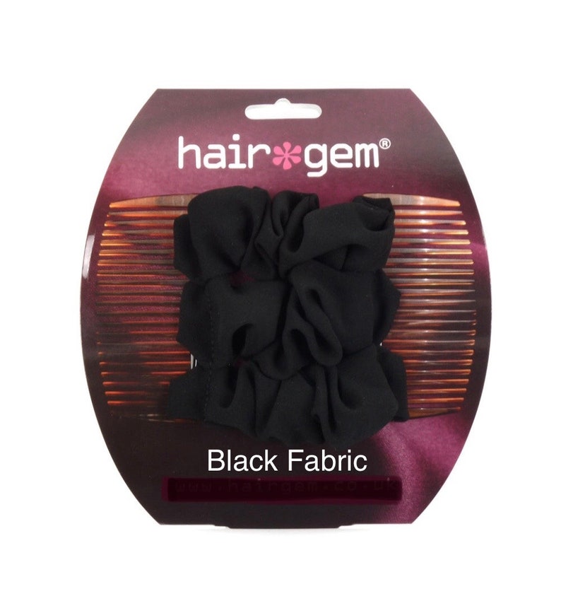 HairGem Black Fabric BESTSELLER Material Hair Accessory, Double Hair Combs, Bun Maker, Ponytail, Strong Combs and elastic image 2