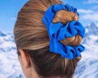 Royal Blue Two Comb Fabric Elasticated Hair Clip, Ponytail and Bun Maker, Strong Combs & Elastic. Handmade in UK