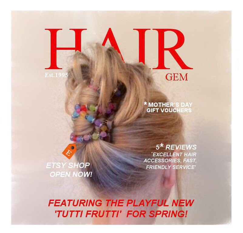 Hairgem Tutti Frutti Beaded Hair Accessory Double Hair Combs Etsy UK