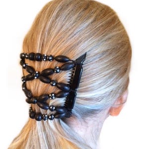 Schwarz mit einem Sparkle Beaded Doppel-Haarkamm für French Twist Inhaber, Dutt-Hersteller, Pferdeschwanz, starke Kämme.  Haarschmuck aus England.