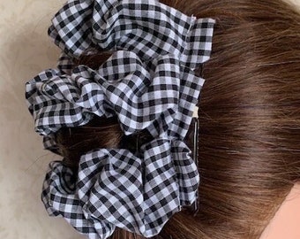 Hairgem ‘Black Gingham’ material Double Hair Combs, French Twist Holder, Bun Maker, Ponytail, Strong Combs and elastic.