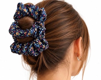 Night Garden Two Comb Fabric Elasticated Hair Clip, Ponytail and Bun Maker, Strong Combs & Elastic. Handmade in UK