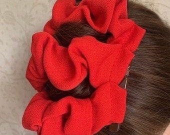 Hairgem ‘Red Fabric’ material Double Hair Combs, French Twist Holder, Bun Maker, Ponytail, Strong Combs and elastic.