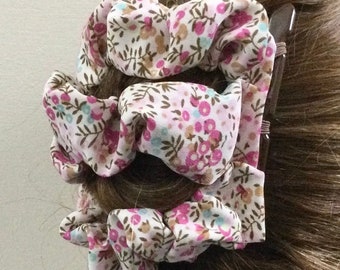 Hairgem ‘Wild Flowers’ Fabric Hair Accessory, Double Hair Combs, French Twist Holder, Bun Maker, Ponytail, Strong Combs and elastics