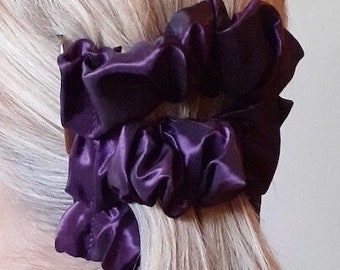 Hairgem ‘Purple Satin’ material Double Hair Combs, French Twist Holder, Bun Maker, Ponytail, Strong Combs and elastic.