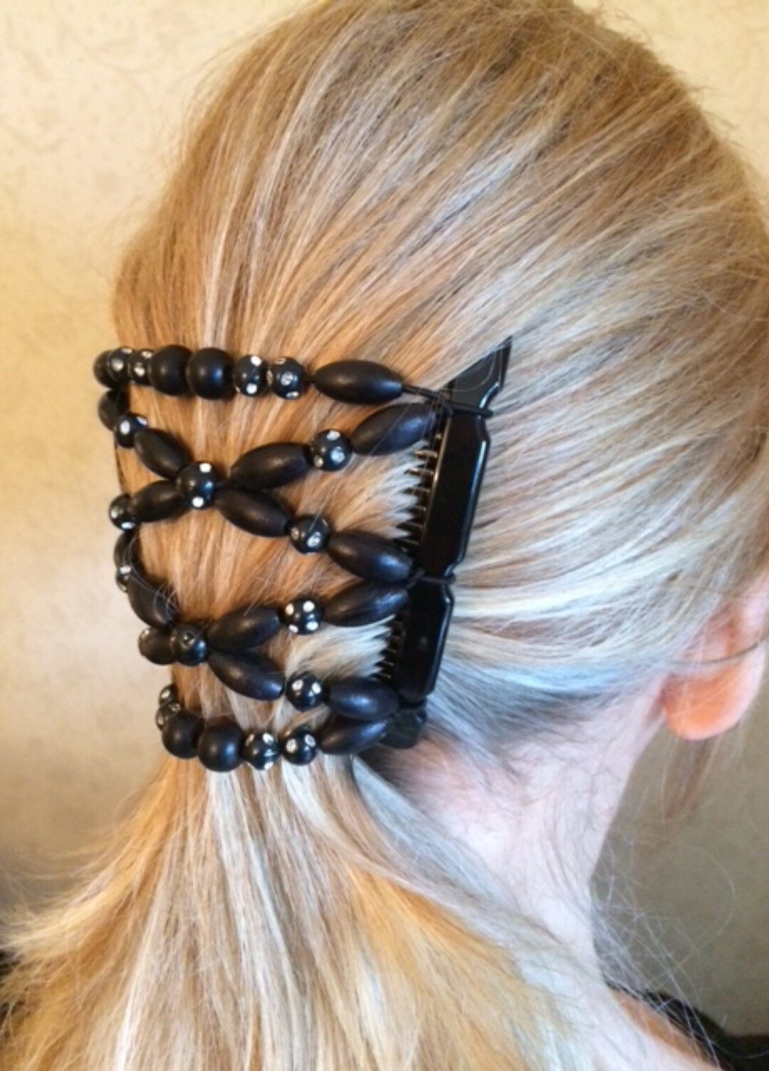Hairgem black With a Sparkle Beaded Double Hair Comb for Etsy