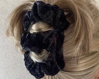 Hairgem ‘Black Velvet’  *BESTSELLER* Fabric Double Hair Accessory, Ponytail Holder, French Twist Holder, Bun Maker, Strong Combs and elastic