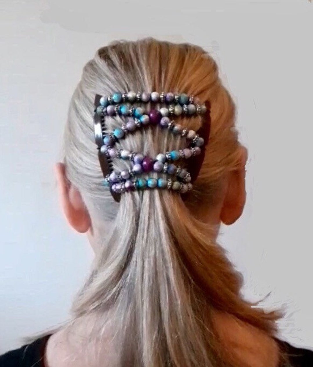 Hairgem Sparkling Iridescent Beaded Hair Accessory Double Etsy