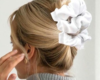 White Fabric Two Comb Elasticated Hair Clip, Ponytail Bun Maker, Handmade in UK