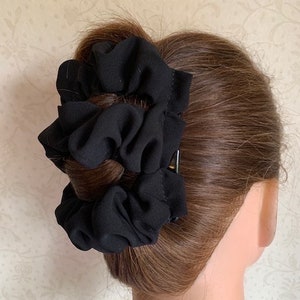 HairGem Black Fabric BESTSELLER Material Hair Accessory, Double Hair Combs, Bun Maker, Ponytail, Strong Combs and elastic image 3
