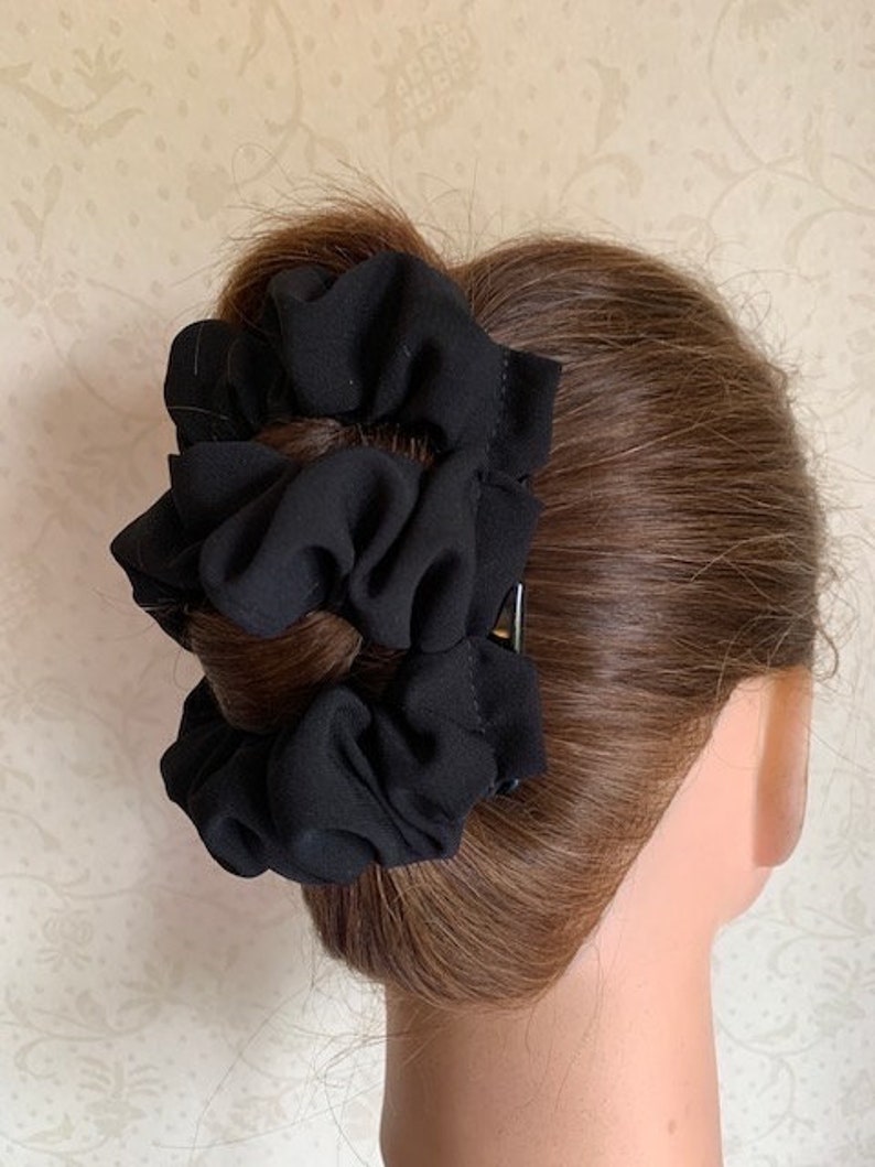 HairGem Black Fabric BESTSELLER Material Hair Accessory, Double Hair Combs, Bun Maker, Ponytail, Strong Combs and elastic image 3