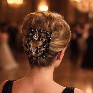 Handmade Hair Accessories-One Size. Two pieces 2X Beaded Lady Girl Lolita Hair Clip Bow Rhinestone  main image 3