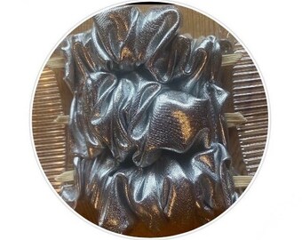 Hairgem ‘Silver Fabric’ material Double Hair Combs, French Twist Holder, Bun Maker, Ponytail, Strong Combs and elastic.