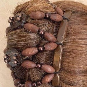 Beige - Handmade Fabart Ghungroo Work Hair Clip 01