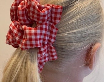 Hairgem ‘Red Gingham’ material Double Hair Combs, French Twist Holder, Bun Maker, Ponytail, Strong Combs and elastic.