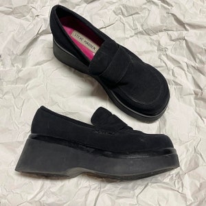 Vintage 90&#39;s Steve Madden Platform Chunky Loafers / square toe loafers  Marked Size 7.5 but they fit better on Size 7