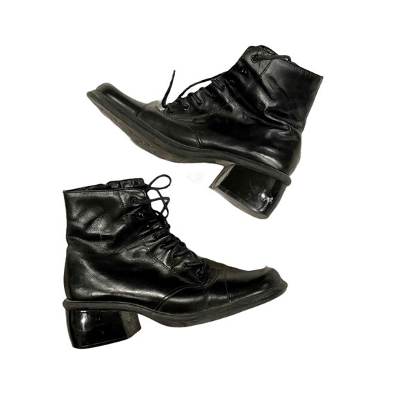 Vintage 90s Nine West square toe/ heels black chu… - image 1
