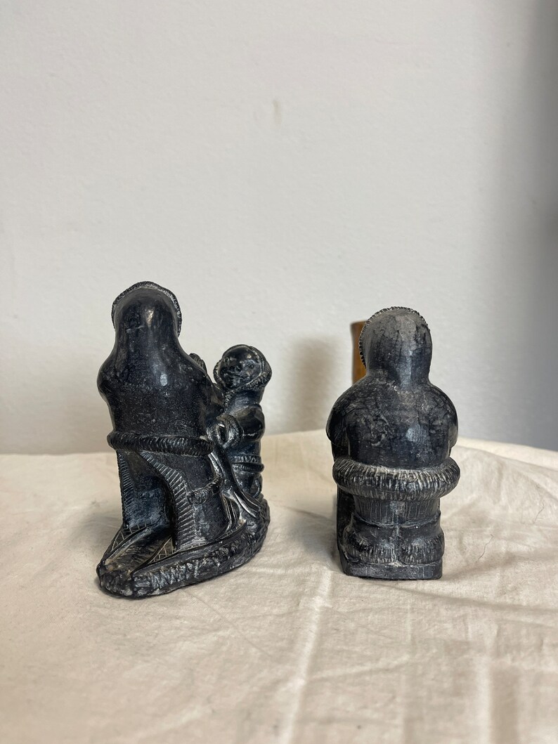 The Wolf Sculptures A Wolf Original Eskimo Inuit Hunt Seal Canada Soapstone Handmade Set of 3 Etsy