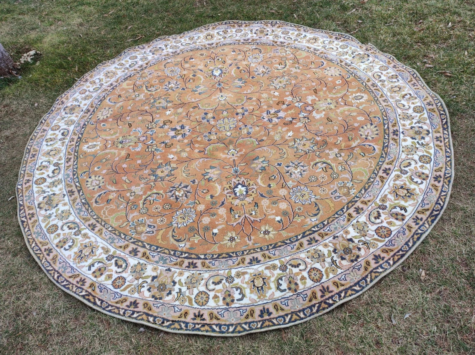 Extra large round rug circle rug 7.6x7.6 area rug turkish Etsy