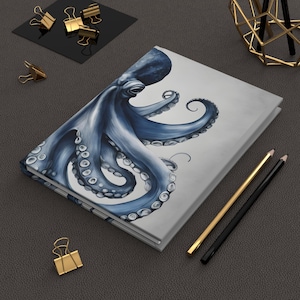 Blue Octopus Journal | Ocean-Themed Notebook | Beach Chic Stationery by Graphics Squared