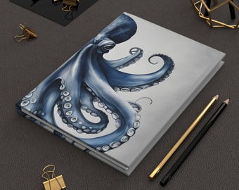 Blue Octopus Journal | Ocean-Themed Notebook | Beach Chic Stationery by Graphics Squared
