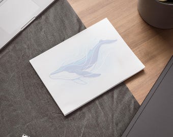 Blue Whale Post It Notes Ocean Sticky Note Pad Coastal Stationery Sea Life Office Supplies Nautical Desk Accessories 50 Sheet Bundle