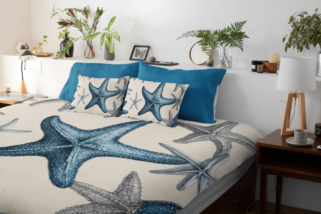 Starfish Print Pattern Duvet Cover Bedding Set
